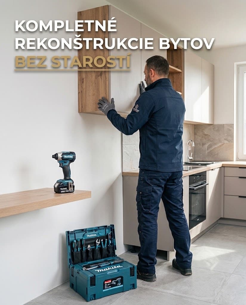 Kompletné rekonštrukcie bytov: montáž kuchynskej linky